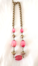 Women&#39;s Fashion Costume Necklace Pink and Silver Tone Costume Jewelry - £10.05 GBP