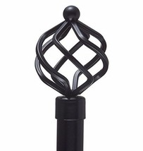 48&quot;-84&quot; Decorative Window Curtain Rod Set: BLACK SPIRAL FINIALS - $34.63