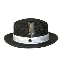 Men's Braided Straw Hat BRUNO CAPELO JULIAN JU933 Black/White image 6
