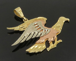 14K GOLD - Vintage Shiny Diamond Cut Tri-Tone Flying Eagle Pendant - GP278 - £367.05 GBP