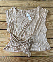 Anthropologie NWT $68 women’s tie front top size L peach R2 - £21.35 GBP