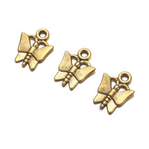 10 Butterfly Charms Antiqued Gold Spring Jewelry Making Supplies Insect 14mm - £2.78 GBP