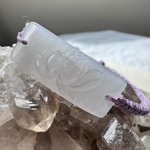 Hetian icy purple nephrite charm hand braided bracelet -lotus flower - £172.00 GBP