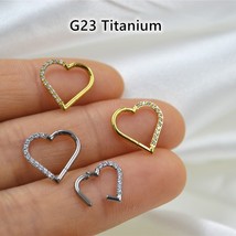 10pcs G23 Titanium CZ Heart 16GX8/10 Nose Hoop Septum Clicker Hinged Segment Rin - £80.65 GBP