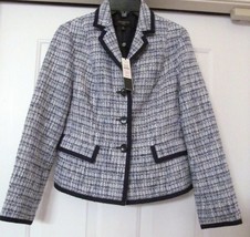 Talbots Petites Grace Fit Woven Cotton Blnd Fitted Jacket Coat-Blu/Navy ... - £35.35 GBP