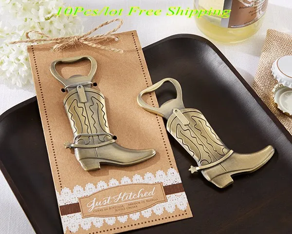 (10 Pieces/lot)  Wedding favors of Just Hitched boy Boot Bottle Opener Party Fav - £95.30 GBP