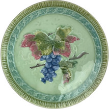 Vintage Black Forest Erphila Germany Plate Green Majolica High Relief Round - £11.39 GBP