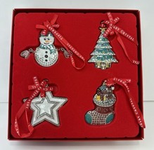 Tipperary Crystal 4 Metal Ornament Gift Box Sock Tree Snowman Star - Set - £23.35 GBP