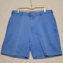 Peter Millar Men&#39;s Shorts Size 34 Washed Blue Flat Front Chino Pima Cotton - £22.19 GBP