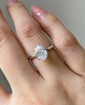 Oval Cut Moissanite Solitaire Wedding Ring 925 Silver Moissanite Engagement Ring - $402.00