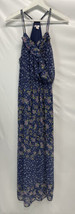 Xhilaration Blue Floral Semi Sheer Lined Maxi Festival BoHo Dress L - $17.79