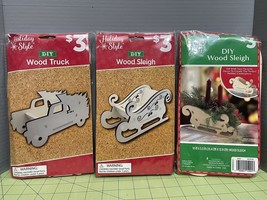 Holiday Style DIY Wooden Crafts Truck x1 Sleigh x2 Do It Yourself Kits - £7.85 GBP