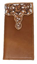 Men's Western Floral Filigree White Inlay Leather Rodeo Wallet 18RTW112R - $46.52