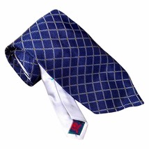 Tommy Hilfiger 100% Silk Navy Blue and Silver Print Tie - $18.46
