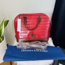 Dooney And Bourke Snake Print Leather Satchel Tote Bag, Red/Brown, Nwt - £143.49 GBP
