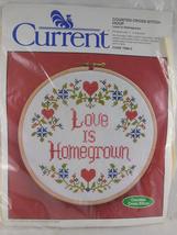 Vintage Current 7086-2 Counted Cross Stitch Hoop Kit Love Is Homegrown 7... - $13.85