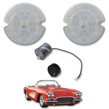 1953-1962 Corvette Clear Park Light Turn Signal Lamp Lens Amber LED Flasher Pair - £57.03 GBP