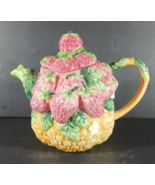 Vintage STRAWBERRY BASKET Ceramic TEAPOT Asia Master Group - $18.99