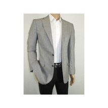 Men Sport Coat by Berlusconi Turkey Soft European Plaid #AT77 02 Gray Linen image 3