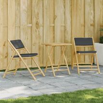 Bistro Set Dark Grey, Natural Bamboo Bamboo, Polyester Compact - €140,19 EUR