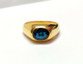 London Topazio Blu Anello da Uomo Oro Micron Cocktail Anello - £115.10 GBP