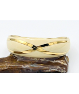 Vintage 1987 AVON Fashion Pastel Gold Tone Cream Enamel Cuff Bracelet - £18.77 GBP