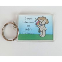 Vintage Simple Pleasures Are Life&#39;s Treasures Teddy Bear Keychain - $5.45