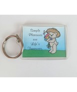 Vintage Simple Pleasures Are Life&#39;s Treasures Teddy Bear Keychain - $5.45