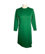 Vintage 60s Stretch Knit Mod Shift Dress S Green Lined 3/4 Sleeve Round ... - £55.63 GBP