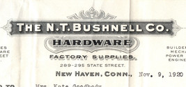 1920 New Haven Connecticut Busnell Automobile Supplies Hardware Vintage Billhead - £16.11 GBP