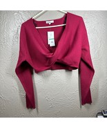 Sam Edelman Allie Twisted Front Sweater Cropped Red Cherries Jubilee Siz... - $61.61 CAD