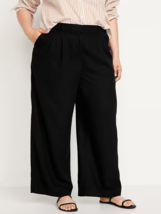 Old Navy Linen-Blend Super Wide-Leg Taylor Pants Womens XXL Black Pleated NEW - £23.71 GBP