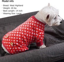 KYEESE Dog Pajamas XL Red Polka Dot Soft Velvet One Piece Outfit NWT Frenchie image 5
