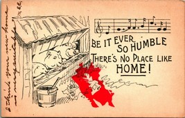 Comic Pigs Hogs Eating Slop Sty No Place Like Home Song 1900s UDB Postcard UNP - £3.06 GBP