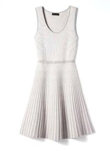 New Banana Republic Women Gray Striped Sleeveless Fit &amp; Flare Sweater Dress M - £54.74 GBP