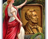 Abraham Lincoln Lady Libertà Patriottico Goffrato Unp DB Cartolina U15 - $7.12