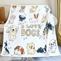Cartoon Dog Blanket Kids Throw Blanket With Dogs Cute Puppy Pet Flannel Fleece B - £31.24 GBP
