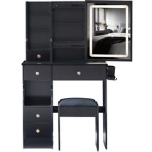 Small Vanity Table with LED Mirror &amp; Outlets - €161,63 EUR