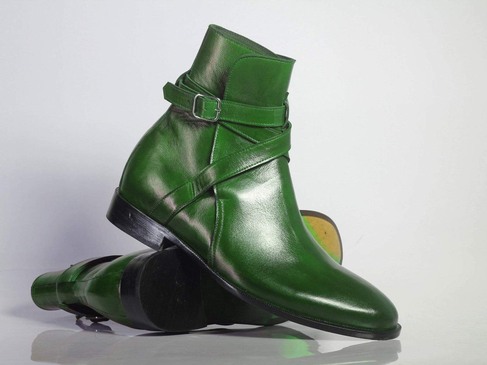 Handmade Men's Green Leather Jodhpur Boots, Men Ankle Boots, Men Designer Boots