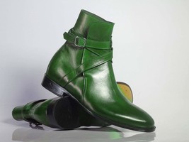 Handmade Men&#39;s Green Leather Jodhpur Boots, Men Ankle Boots, Men Designe... - £127.92 GBP+