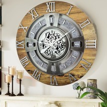 England Line Wall clock 36 inches with real moving gears Wood and Stone - £350.47 GBP