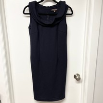 Adrienne Vittadini Womens Solid Navy Blue Sleeveless Sheath Dress Collar... - £28.30 GBP