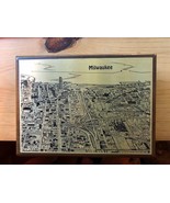 Kurt Mager Metal Art Wooden Card Holder Box With Etched Picture Of Milwa... - $9.99