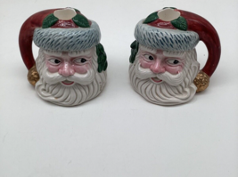 Fitz &amp; Floyd OCI 1991 Santa Face Holiday Christmas Pair Tapered Candle Holder - $32.00