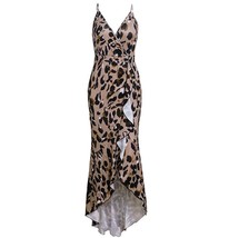 V-neck sleeveless sling sexy leopard-printed swallowtail dress - $30.80