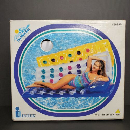 Intex Wet Set Premium 18 Pocket Lounge Inflatable Pool Float Matt 74" VTG 90's - $24.73