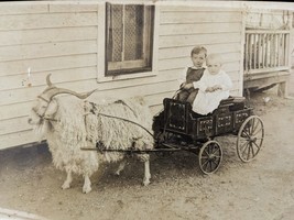 Early 1910s RPPC Goat Drawn Wagon w/Children ~ Farm Life ~ AZO Stamp Box - £11.98 GBP