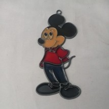 Vintage Disney Mickey Mouse Stained Glass Suncatcher Hanging Window Ornament 6&quot; - £19.46 GBP