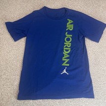 Air Jordan Short Sleeve T Shirt Youth Medium Blue Spell Out Jumpman Logo - £7.46 GBP