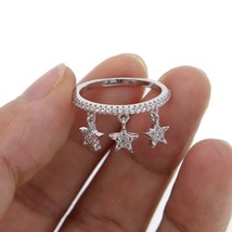 silver color fashion jewelry cz paved tiny star charm ring for lady women christ - £11.83 GBP